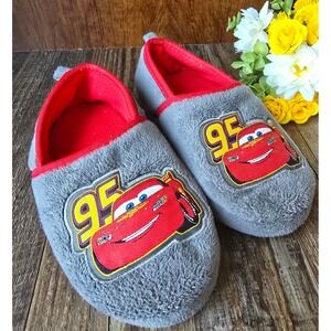 Disney Cars Lightning McQueen Youth Kids Slippers Size 11/12 Gray Red Y2K
